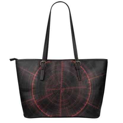 Red Gun Sight Print Leather Tote Bag