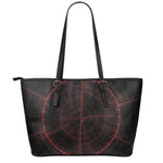 Red Gun Sight Print Leather Tote Bag