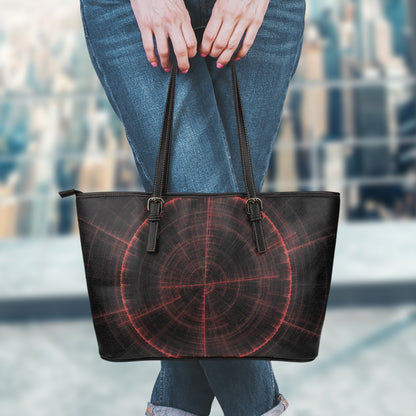 Red Gun Sight Print Leather Tote Bag