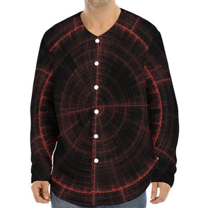 Red Gun Sight Print Long Sleeve Baseball Jersey