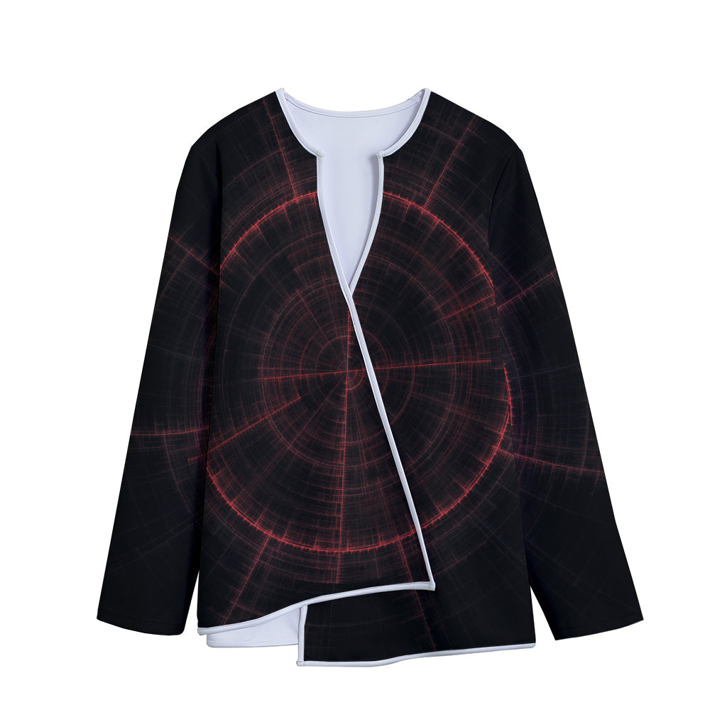 Red Gun Sight Print Long Sleeve Short Coat