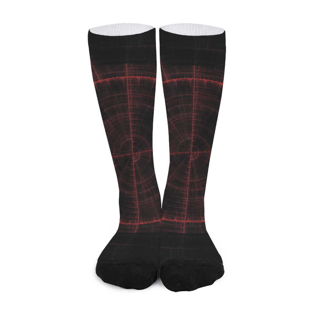 Red Gun Sight Print Long Socks