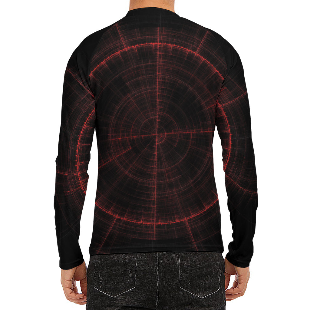 Red Gun Sight Print Men's Long Sleeve Rash Guard