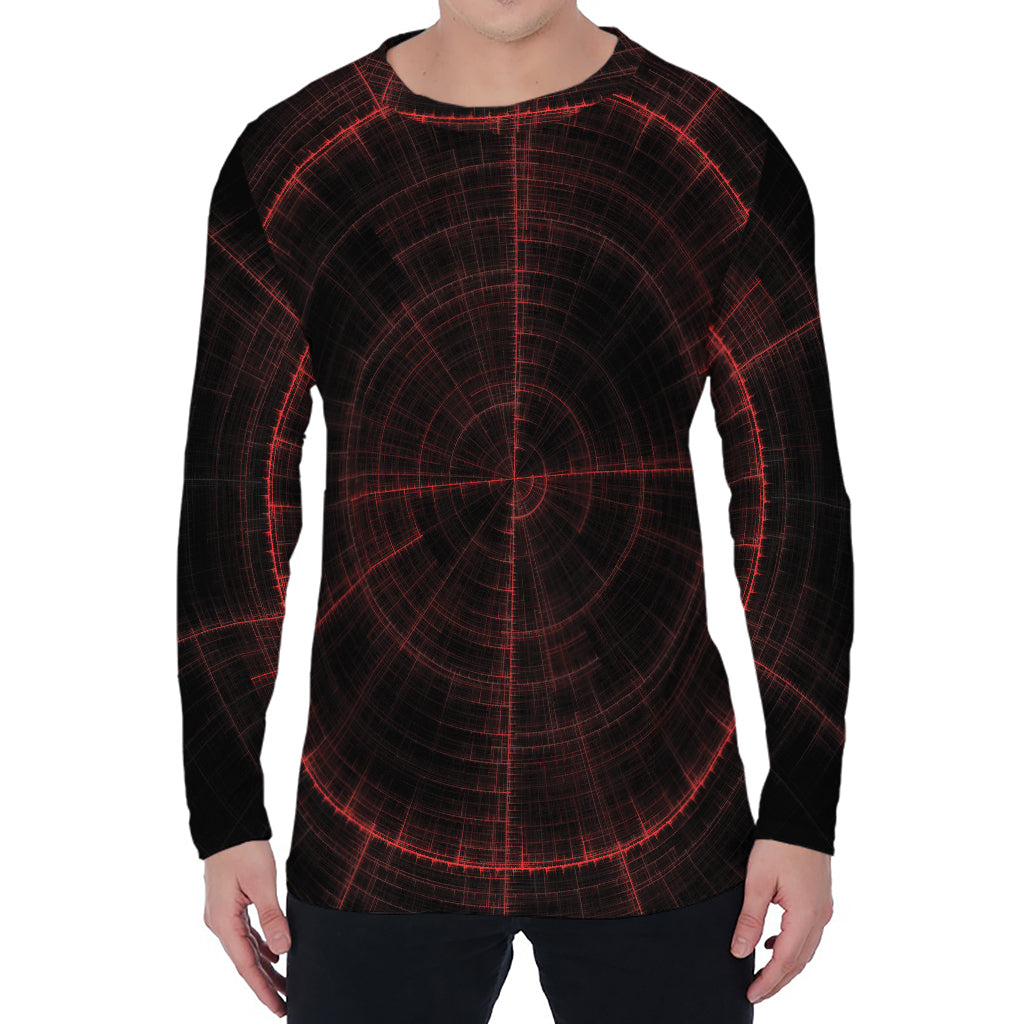 Red Gun Sight Print Men's Long Sleeve T-Shirt