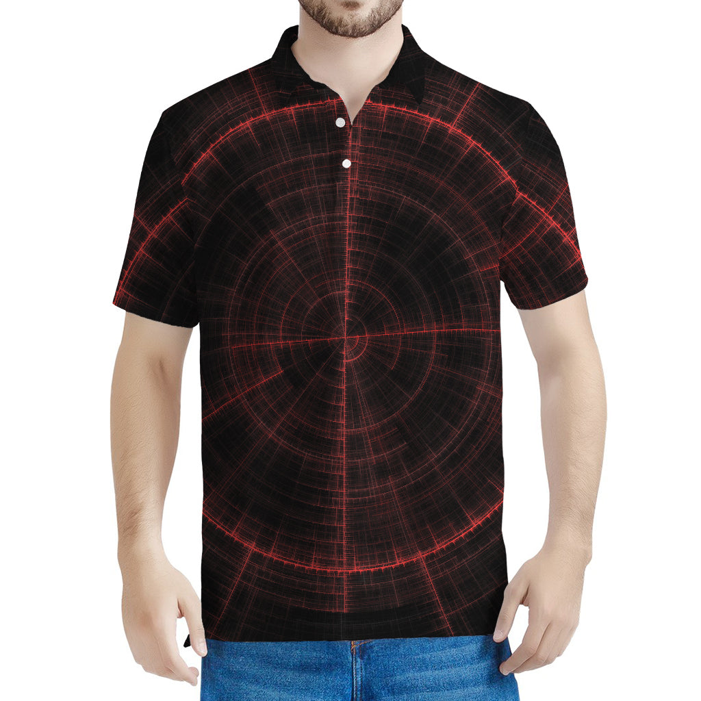 Red Gun Sight Print Men's Polo Shirt
