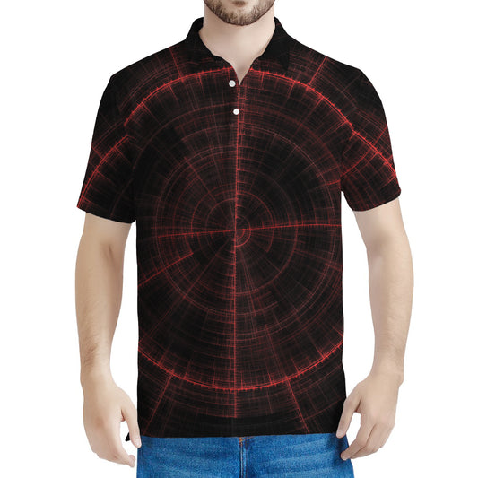 Red Gun Sight Print Men's Polo Shirt