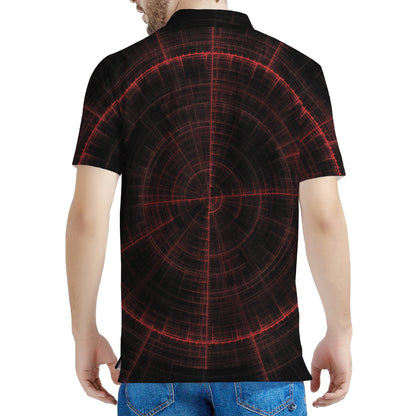 Red Gun Sight Print Men's Polo Shirt