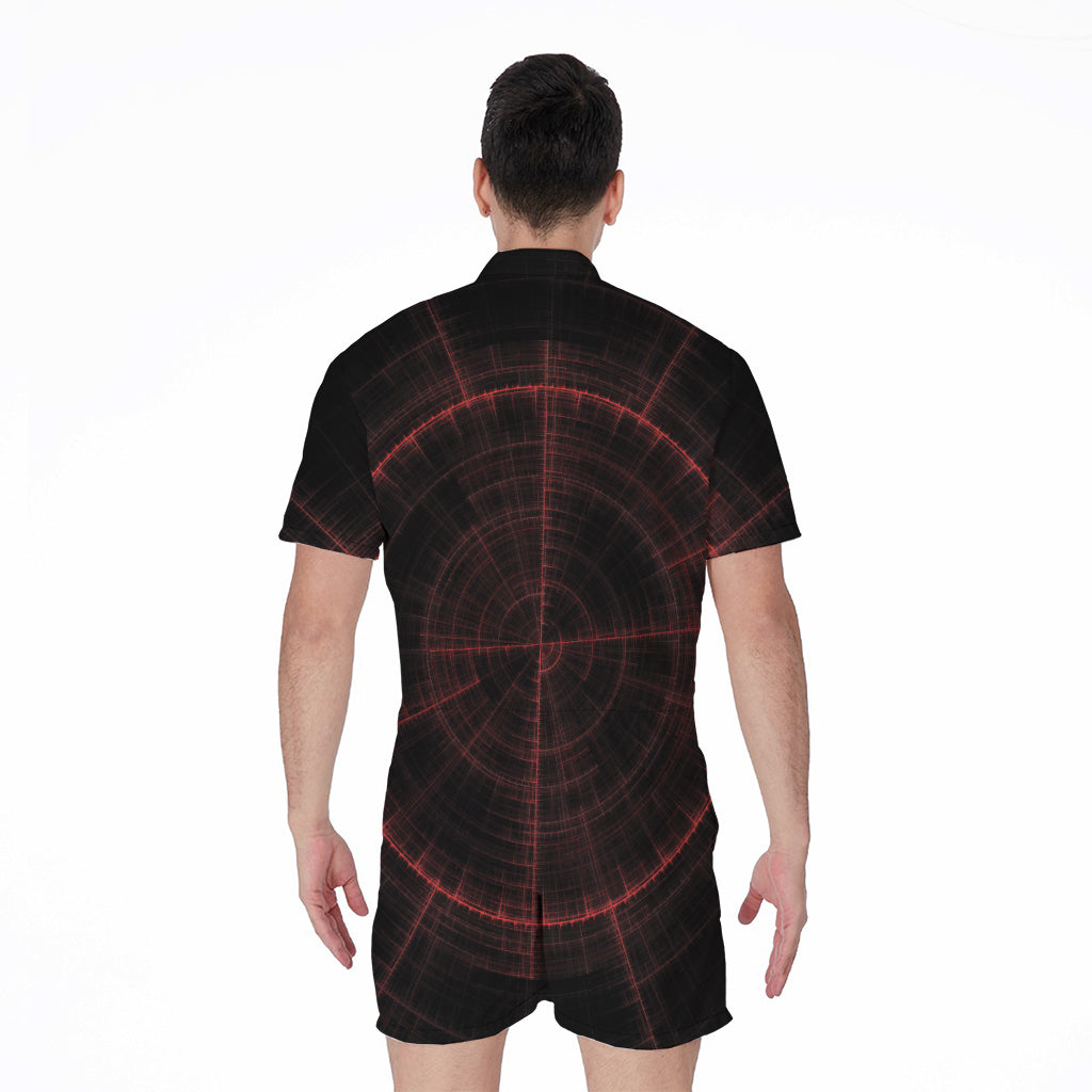 Red Gun Sight Print Men's Rompers