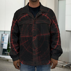 Red Gun Sight Print Men's Shirt Jacket