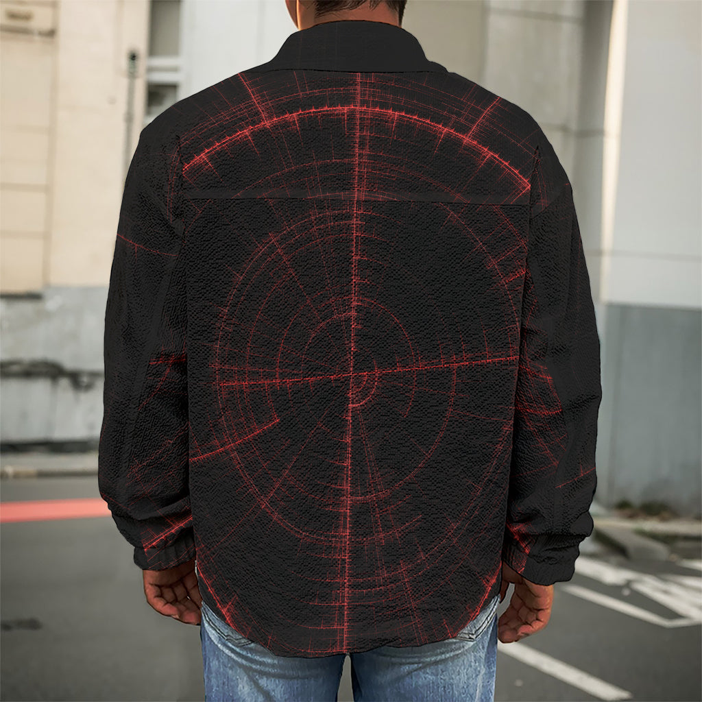 Red Gun Sight Print Men's Shirt Jacket