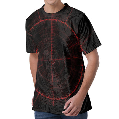 Red Gun Sight Print Men's Velvet T-Shirt