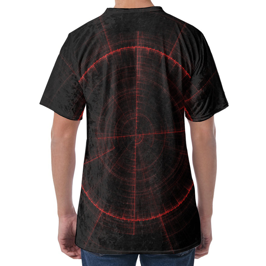 Red Gun Sight Print Men's Velvet T-Shirt