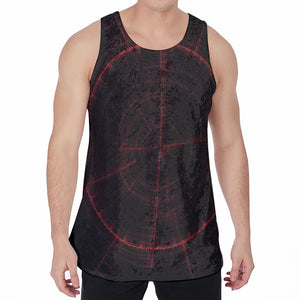 Red Gun Sight Print Men's Velvet Tank Top