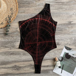 Red Gun Sight Print One Shoulder Bodysuit