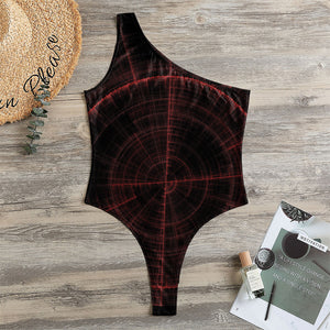 Red Gun Sight Print One Shoulder Bodysuit