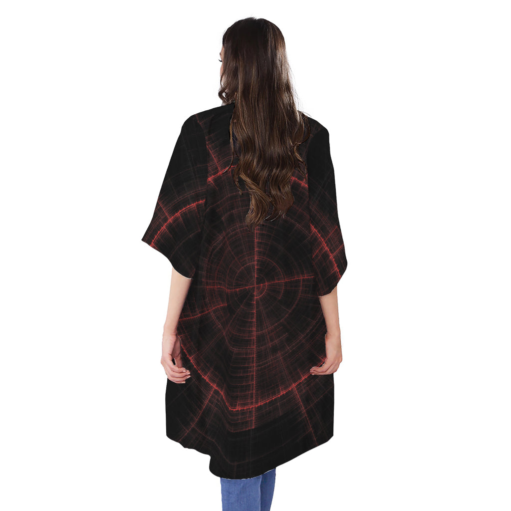 Red Gun Sight Print Open Front Beach Cover Up