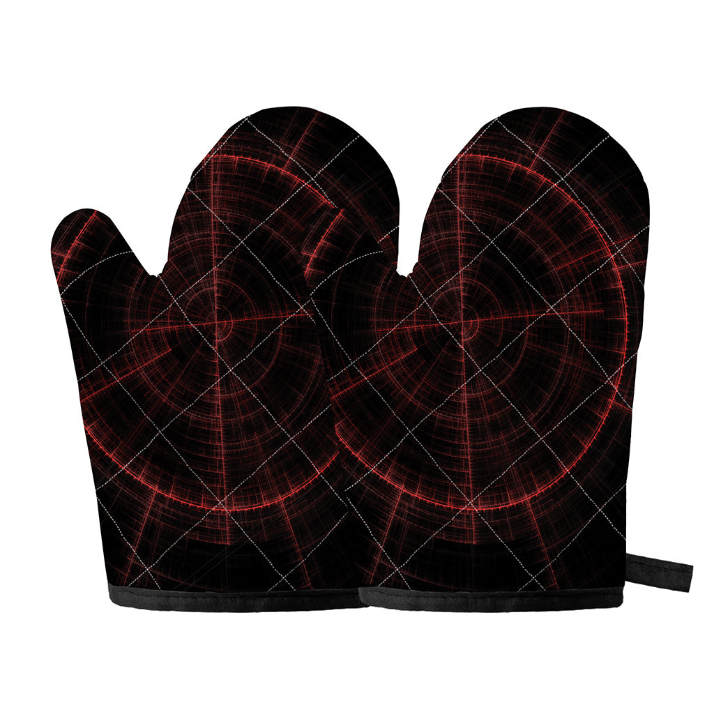Red Gun Sight Print Oven Mitts