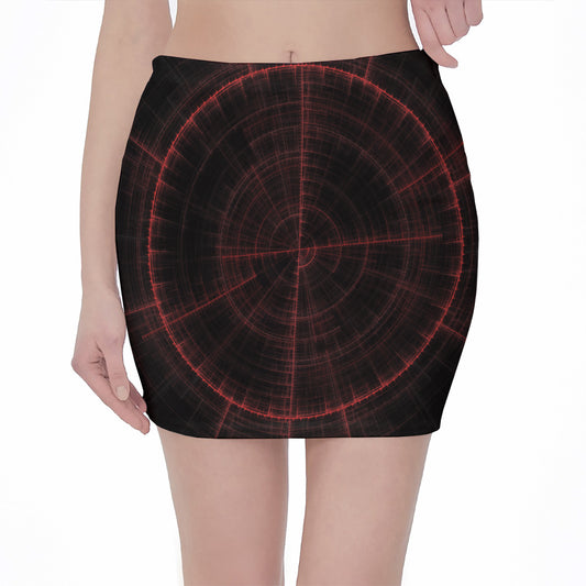 Red Gun Sight Print Pencil Mini Skirt
