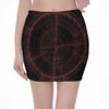 Red Gun Sight Print Pencil Mini Skirt