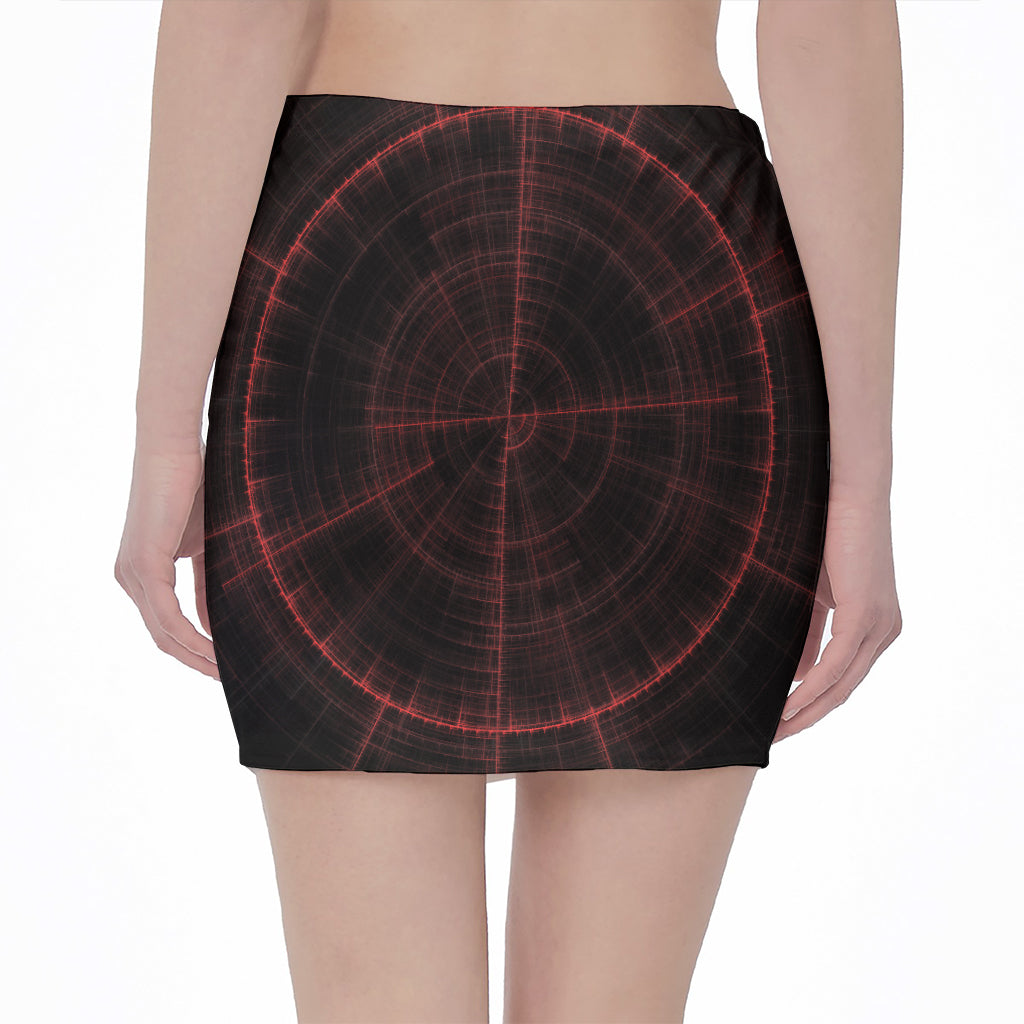 Red Gun Sight Print Pencil Mini Skirt