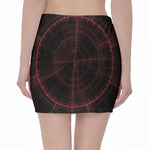 Red Gun Sight Print Pencil Mini Skirt