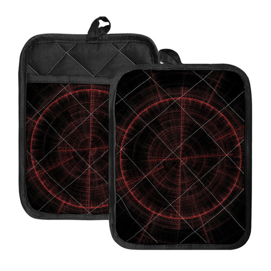 Red Gun Sight Print Pot Holders With Pocket