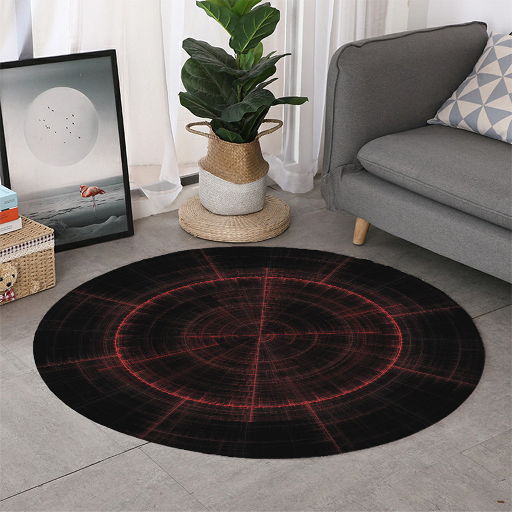 Red Gun Sight Print Round Rug