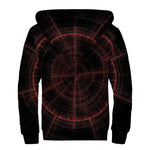 Red Gun Sight Print Sherpa Lined Zip Up Hoodie