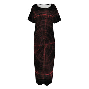 Red Gun Sight Print Short Sleeve Long Nightdress