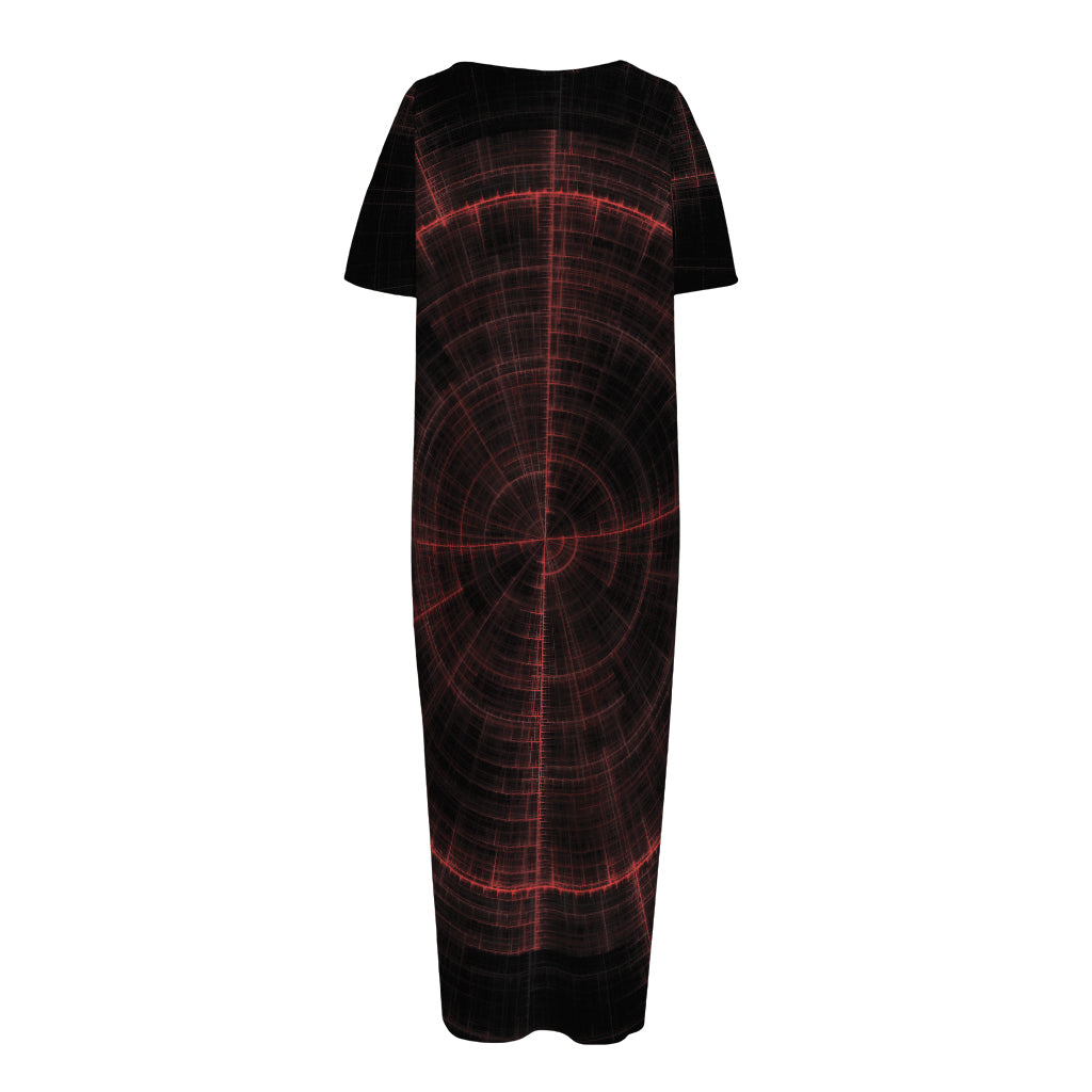 Red Gun Sight Print Short Sleeve Long Nightdress