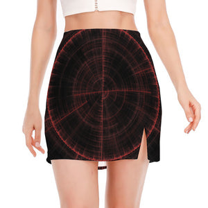 Red Gun Sight Print Side Slit Mini Skirt