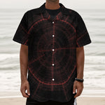 Red Gun Sight Print Textured Short Sleeve Shirt