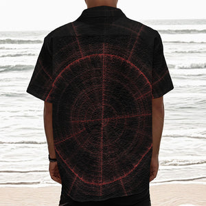 Red Gun Sight Print Textured Short Sleeve Shirt