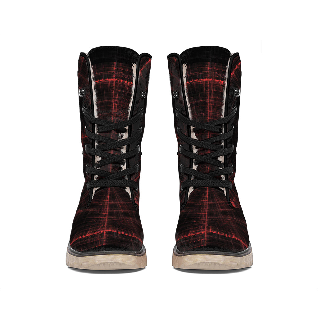 Red Gun Sight Print Winter Boots