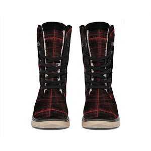 Red Gun Sight Print Winter Boots