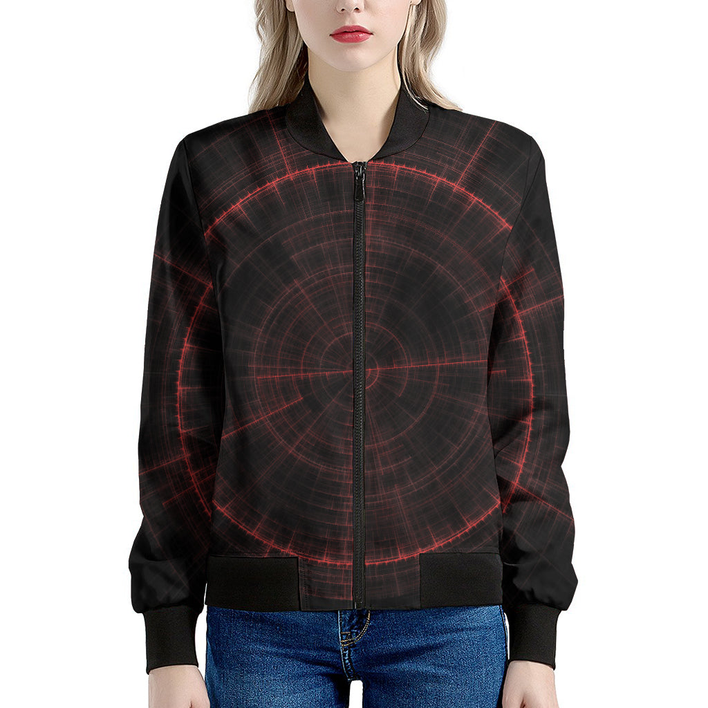 Red Gun Sight Print Women's Bomber Jacket