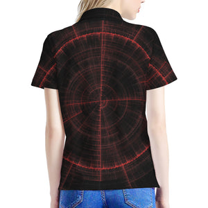 Red Gun Sight Print Women's Polo Shirt