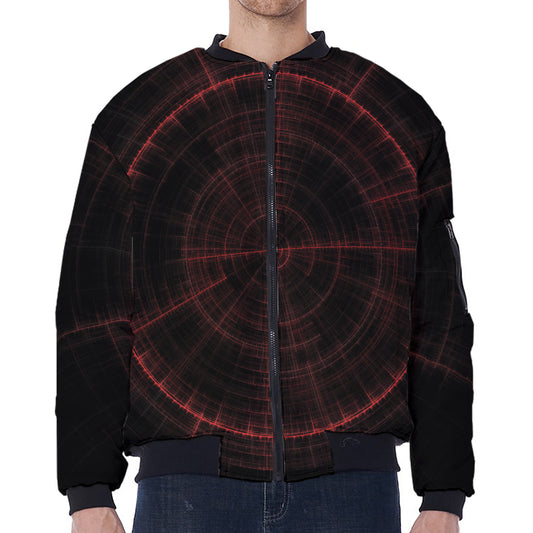 Red Gun Sight Print Zip Sleeve Bomber Jacket