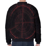 Red Gun Sight Print Zip Sleeve Bomber Jacket