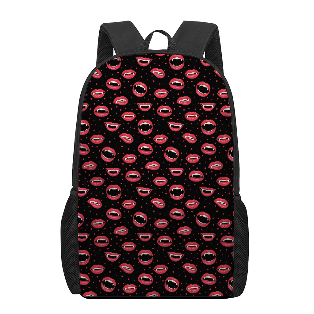 Red Halloween Vampire Lips Pattern Print 17 Inch Backpack