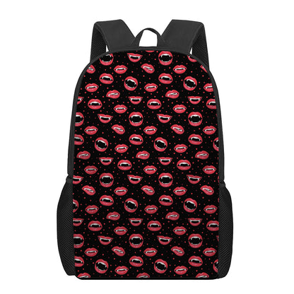 Red Halloween Vampire Lips Pattern Print 17 Inch Backpack