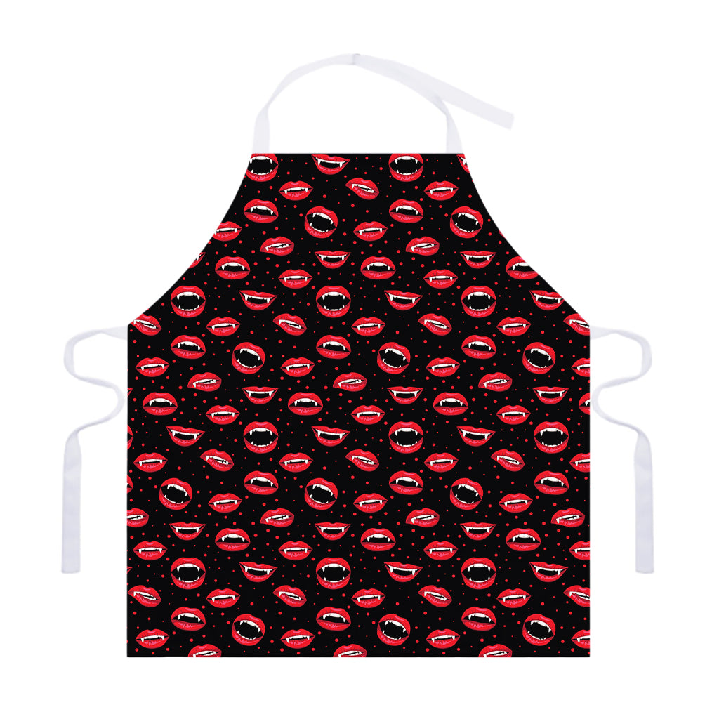 Red Halloween Vampire Lips Pattern Print Adjustable Apron