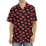 Red Halloween Vampire Lips Pattern Print Aloha Shirt