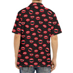 Red Halloween Vampire Lips Pattern Print Aloha Shirt