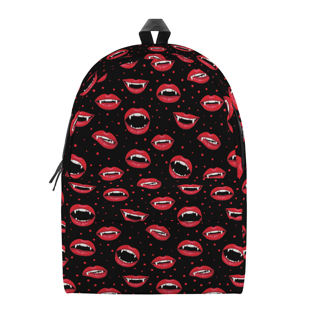 Red Halloween Vampire Lips Pattern Print Backpack