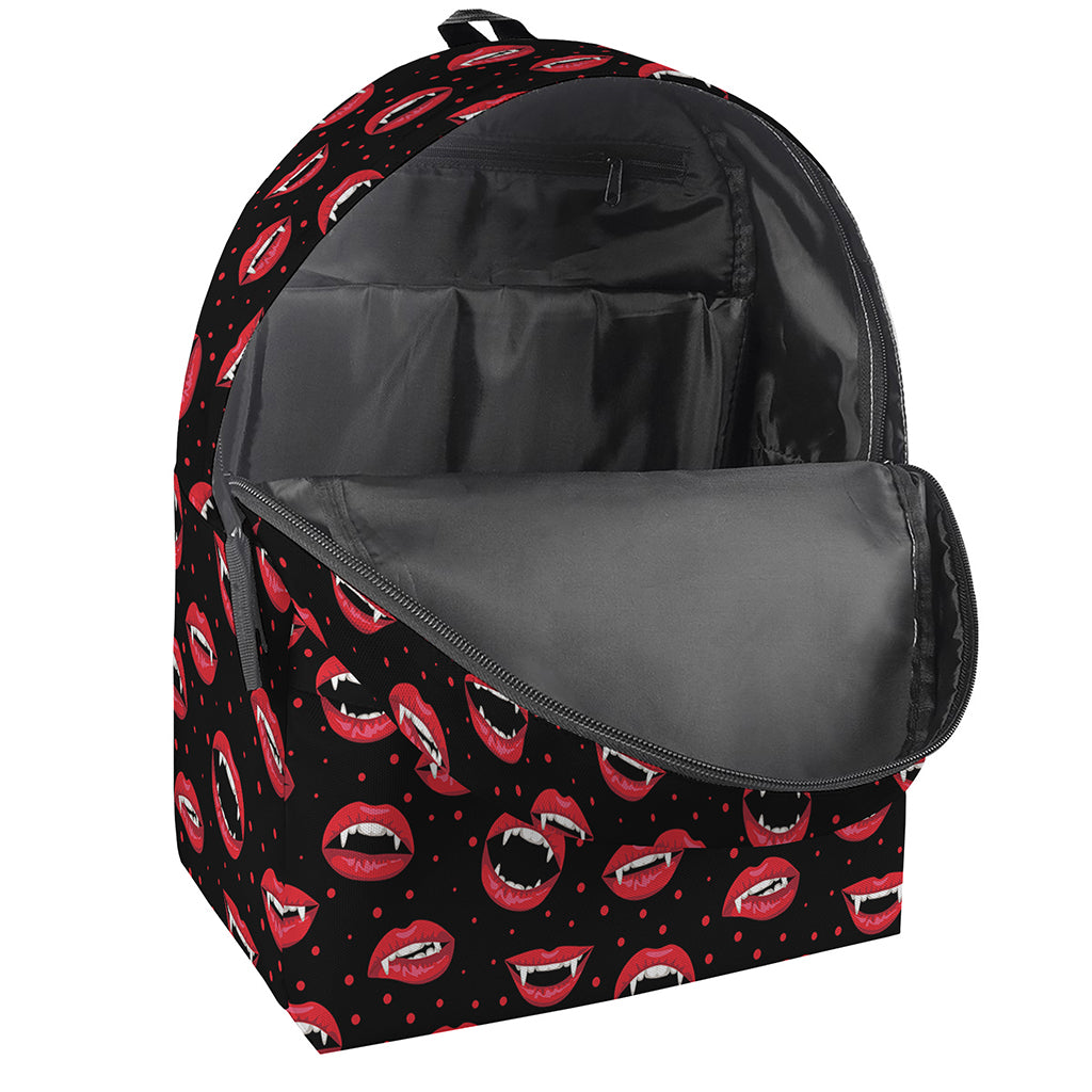 Red Halloween Vampire Lips Pattern Print Backpack
