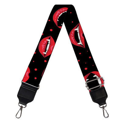 Red Halloween Vampire Lips Pattern Print Bag Strap