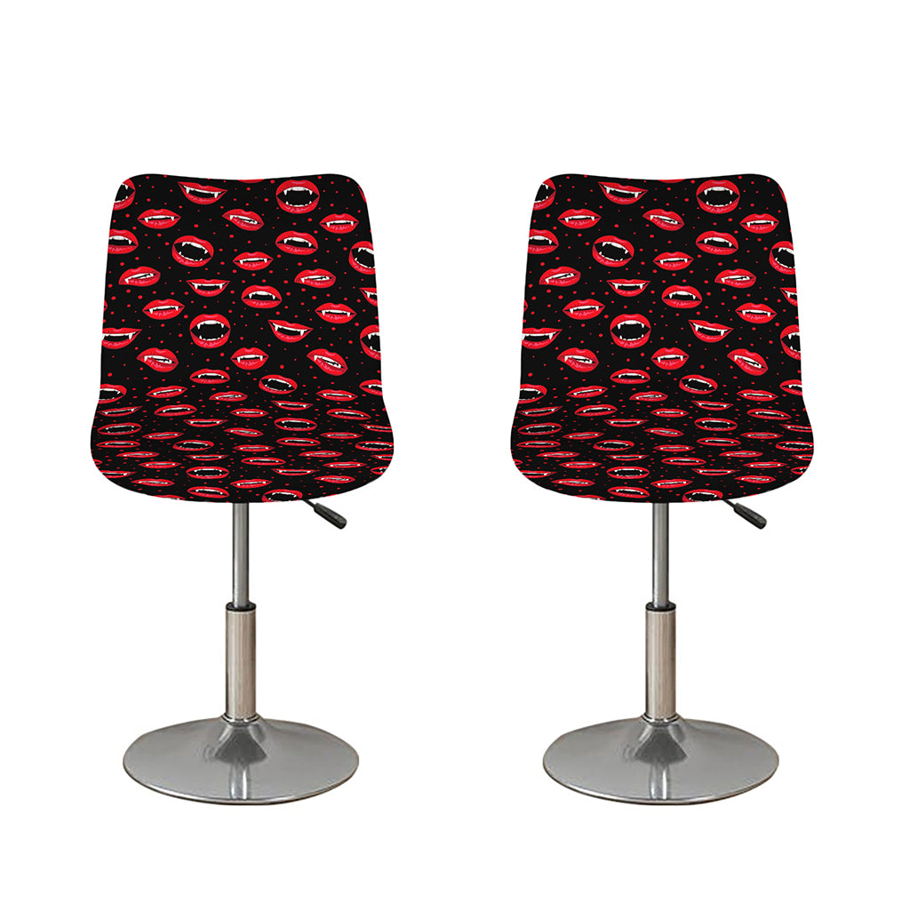 Red Halloween Vampire Lips Pattern Print Bar Stool Covers