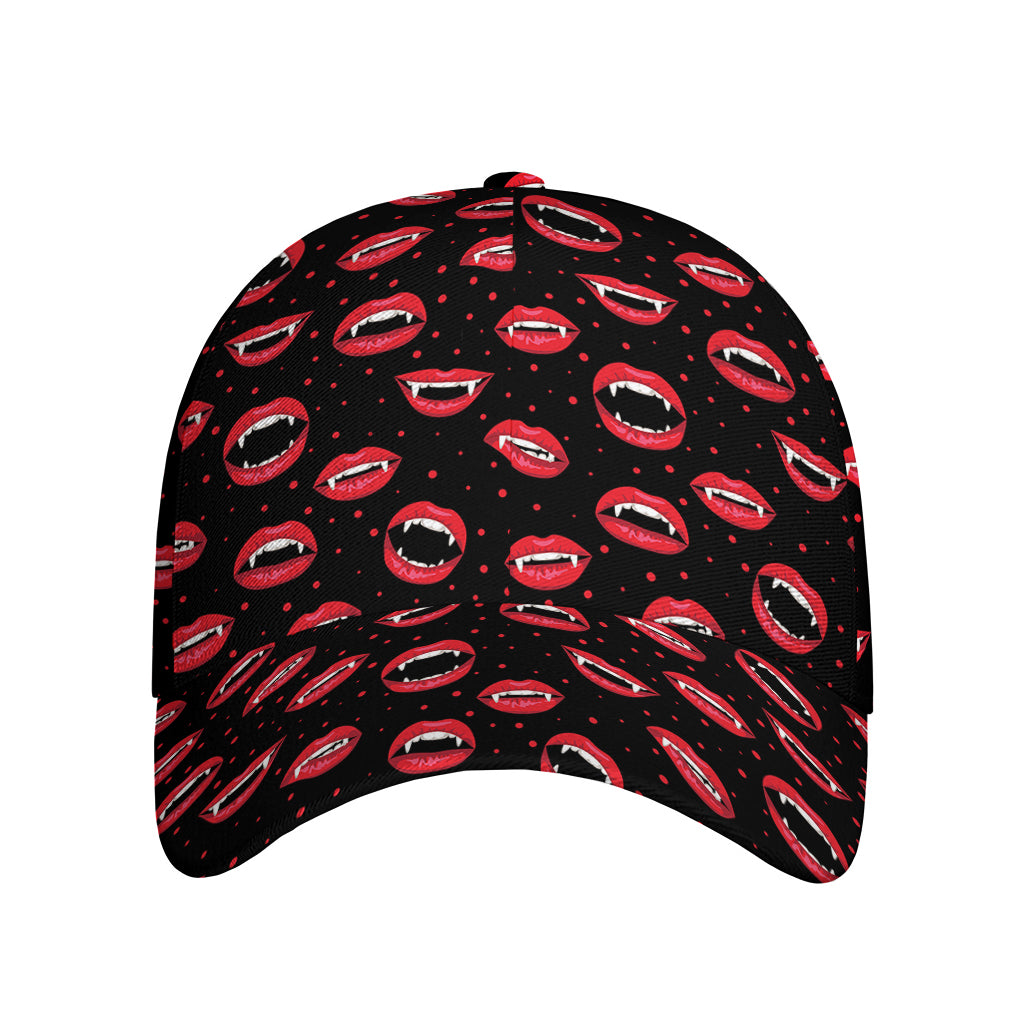 Red Halloween Vampire Lips Pattern Print Baseball Cap