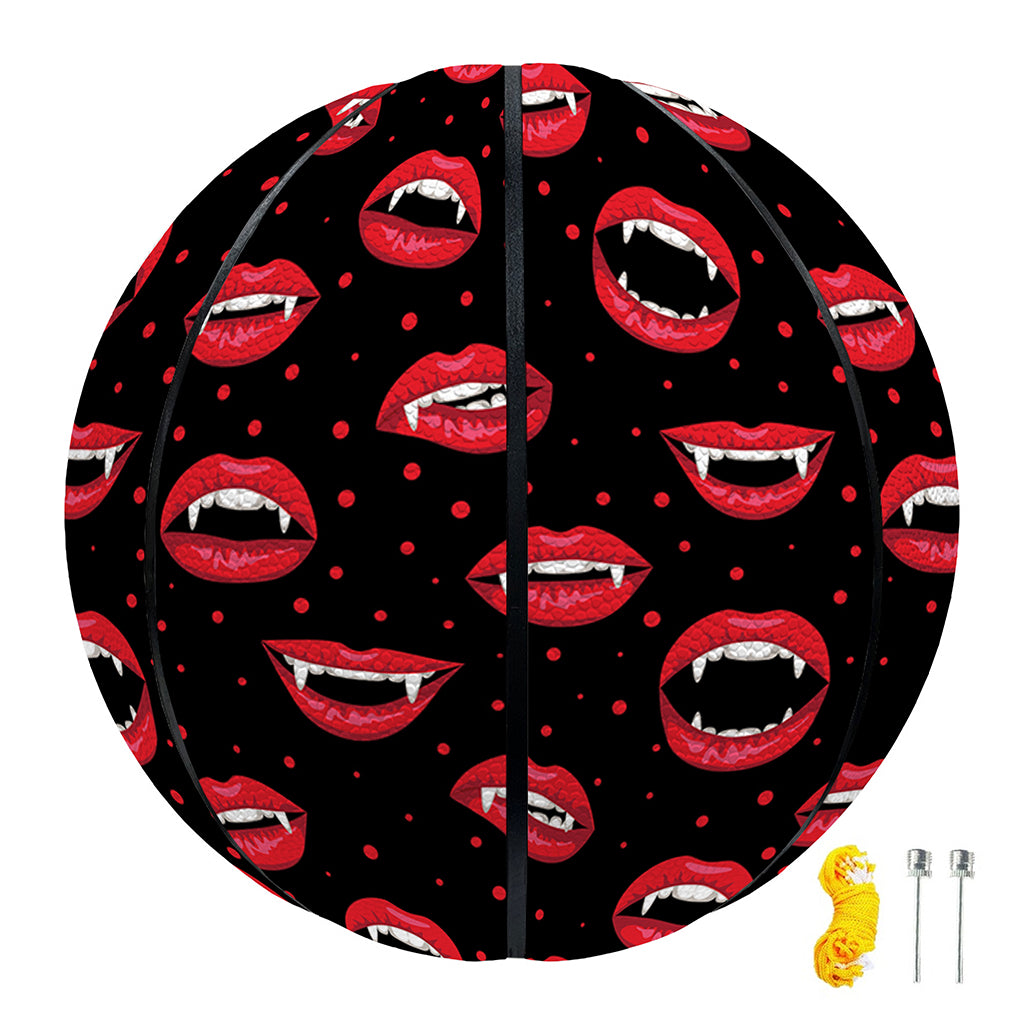Red Halloween Vampire Lips Pattern Print Basketball